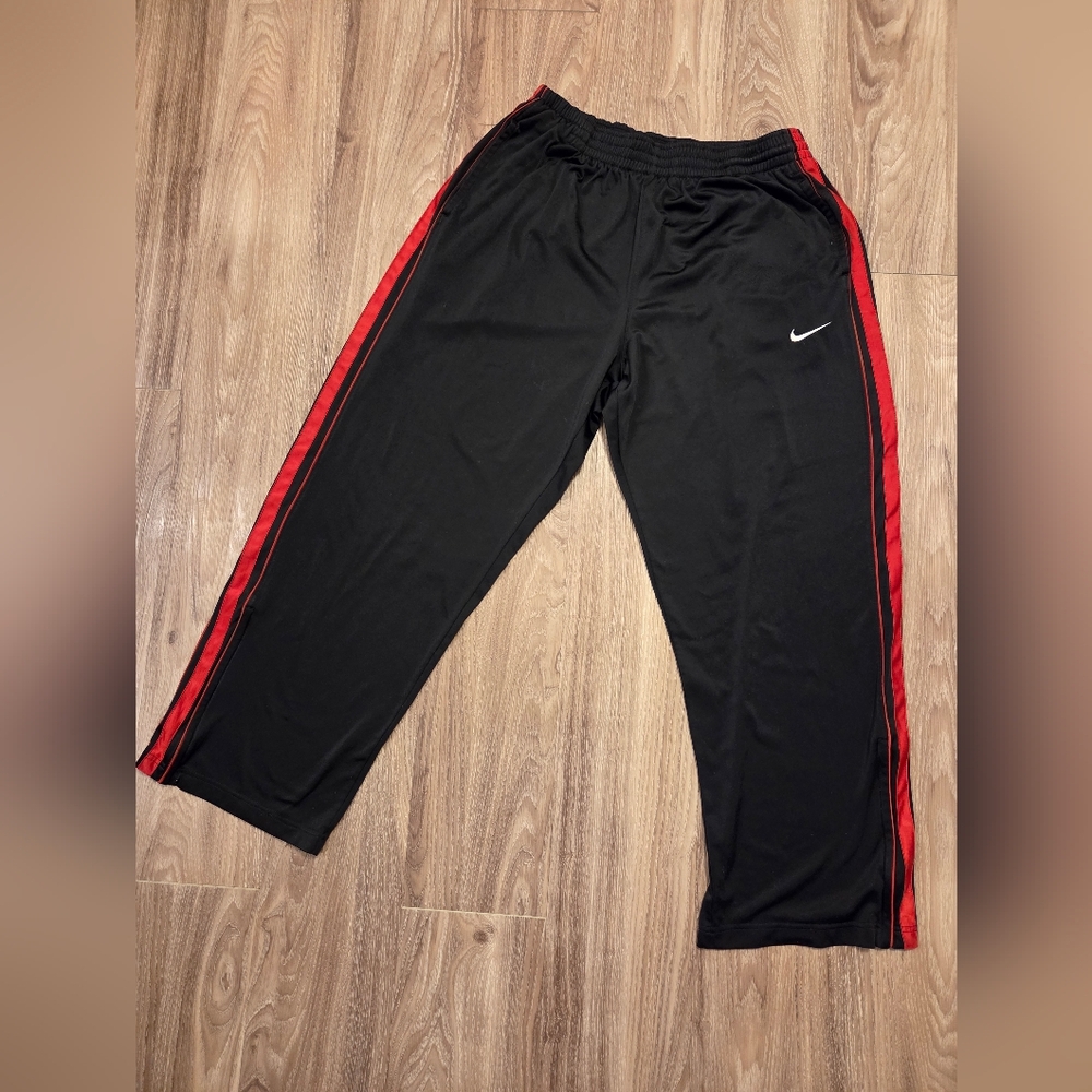 Nike Black Basketball Track Pants with Red Stripes